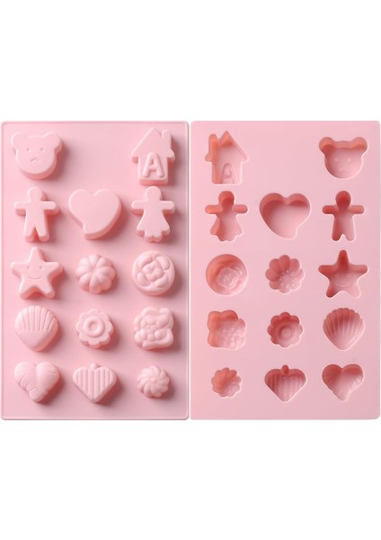 Parça Çikolata Kalıpları Şeker, Marshmallow, Jöle, Sakız, Buz Tepsisi, Sabun, Cupcake Süslemesi Için Yapışmaz Silikon Pişirme Kalıbı - Pembe (Ayı, Ev) (Yurt Dışından)