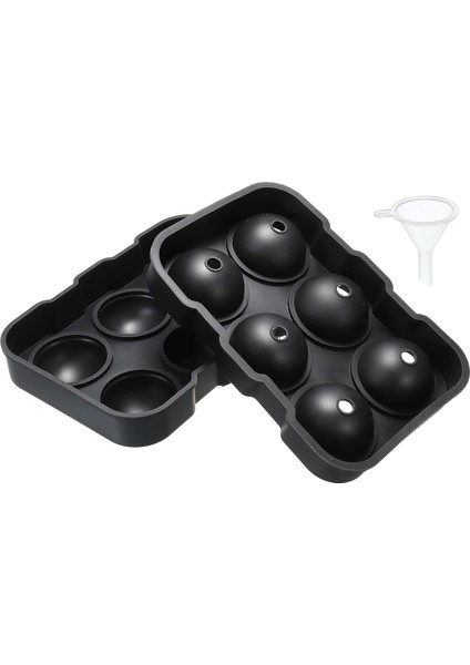 Ice Cube Tepsi, 6x2 Inç Buz Topu Makinesi, Kokteyl ve Dıy Içecek Için Yeniden Kullanılabilir Siyah Yuvarlak Silikon Buz Tepsisi (Yurt Dışından)