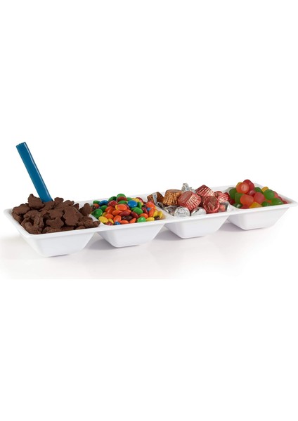 Partiler Için 6 Sayılı Beyaz Plastik Bölmeli Tepsi Yiyecek Için Bölmeli Ağır Hizmet Servis Tepsisi Tek Kullanımlık Dilimli Parti Tepsileri ve Tabaklar 7 Inç x 16 Inç Şeker Tabağı (Yurt Dışından)