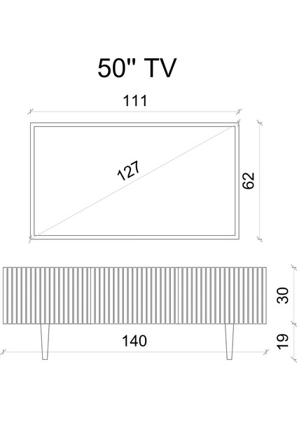 Capella Country 3 Kapaklı Ahşap Ayaklı 140 cm Tv Ünitesi