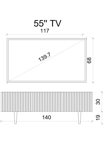 Capella Country 3 Kapaklı Ahşap Ayaklı 140 cm Tv Ünitesi