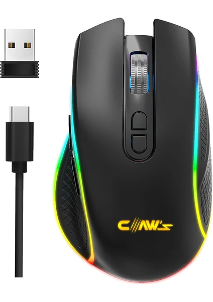 Nova Air V1 Kablosuz 10000 Dpi Pixart PMW3325 Sensör Makro Yazılımlı & 8 Tuşlu RGB Kablosuz Gaming Mouse - Siyah (2.4 GHz Kablosuz + BT5.1 + Type-C ile Kullanım Desteği)