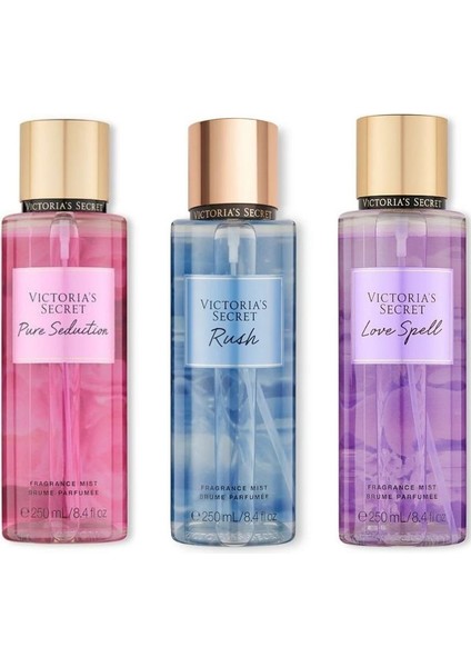 Vıctorıa's Secret Pure Seduction-Rush-Love Spell Vücut Spreyi Üçlü Set fırsatları