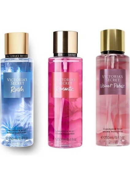 Vıctorıa's Secret Rush-Romantic-Velvet Petals Vücut Spreyi Üçlü Set fırsatları