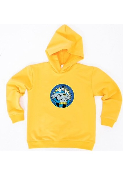 Batman Baskılı Kapüşonlu Pamuklu Kumaş Çocuk Sweatshirt