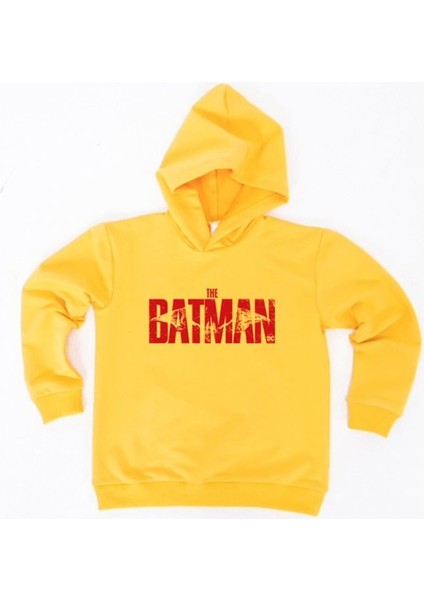 Batman Baskılı Kapüşonlu Pamuklu Kumaş Çocuk Sweatshirt