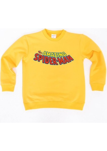 Spiderman Baskılı Örümcek Adam Pamuklu Kumaş Çocuk Sweatshirt
