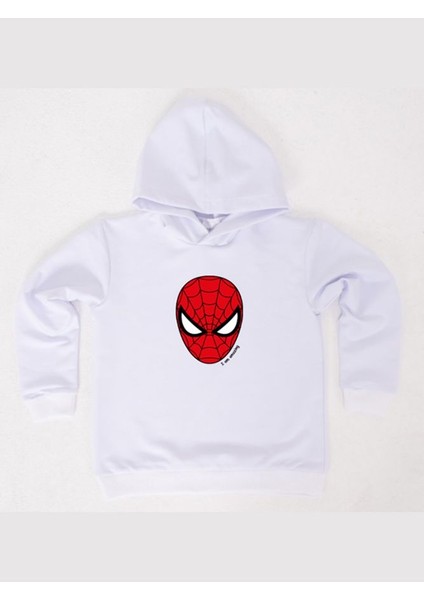 Spiderman Baskılı Örümcek Adam Kapüşonlu Pamuklu Kumaş Çocuk Sweatshirt