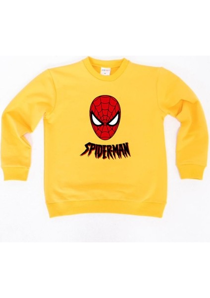 Spiderman Baskılı Örümcek Adam Pamuklu Kumaş Çocuk Sweatshirt