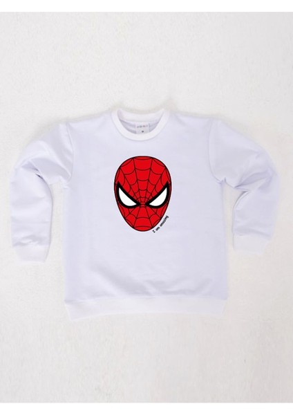 Spiderman Baskılı Örümcek Adam Pamuklu Kumaş Çocuk Sweatshirt