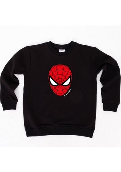 Spiderman Baskılı Örümcek Adam Pamuklu Kumaş Çocuk Sweatshirt