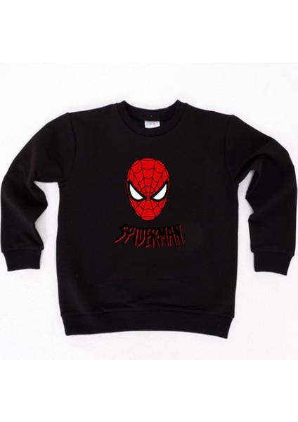 Spiderman Baskılı Örümcek Adam Pamuklu Kumaş Çocuk Sweatshirt