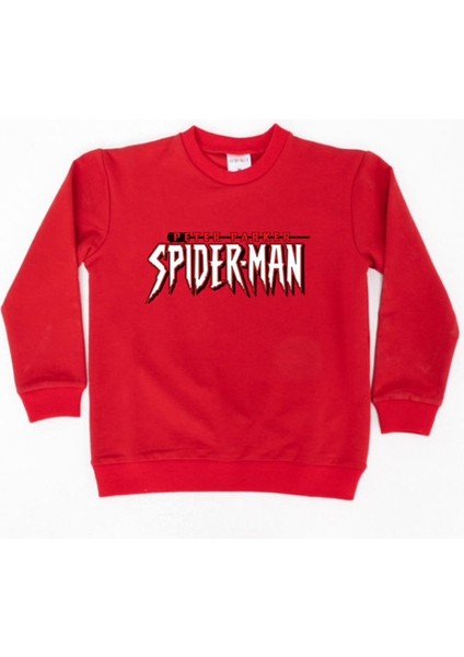 Spiderman Baskılı Örümcek Adam Pamuklu Kumaş Çocuk Sweatshirt
