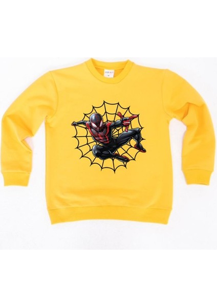 Spiderman Baskılı Örümcek Adam Pamuklu Kumaş Çocuk Sweatshirt