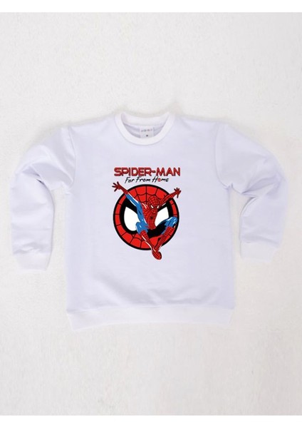Spiderman Baskılı Örümcek Adam Pamuklu Kumaş Çocuk Sweatshirt