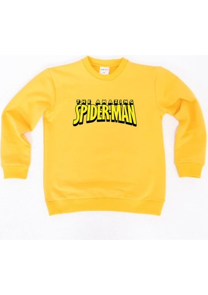 Spiderman Baskılı Örümcek Adam Pamuklu Kumaş Çocuk Sweatshirt