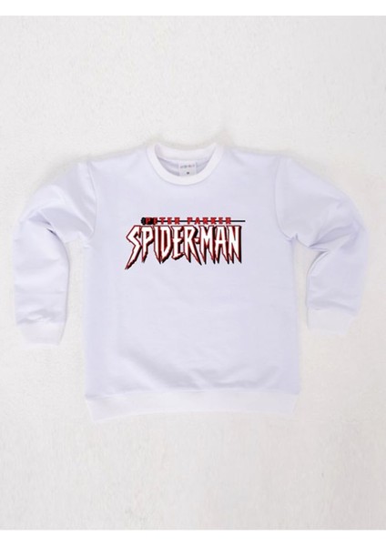 Spiderman Baskılı Örümcek Adam Pamuklu Kumaş Çocuk Sweatshirt