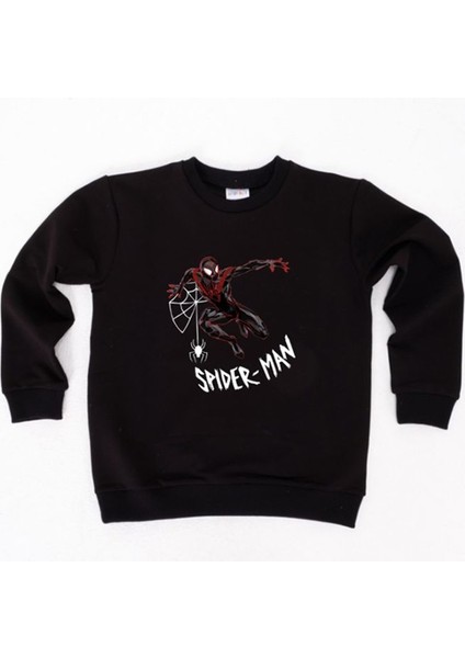 Spiderman Baskılı Örümcek Adam Pamuklu Kumaş Çocuk Sweatshirt