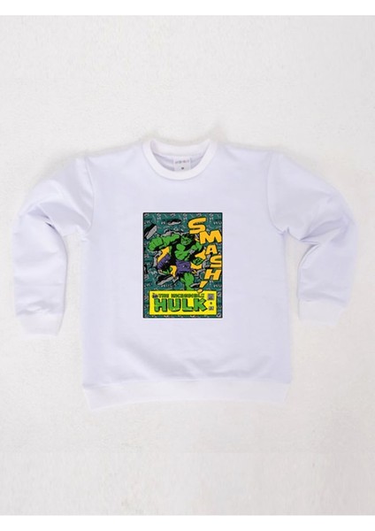 Hulk Baskılı Pamuklu Kumaş Çocuk Sweatshirt