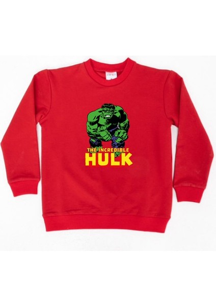 Hulk Baskılı Pamuklu Kumaş Çocuk Sweatshirt