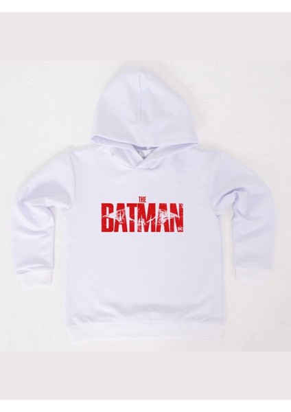 Batman Baskılı Kapüşonlu Pamuklu Kumaş Çocuk Sweatshirt