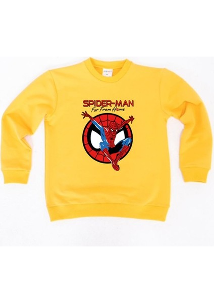 Spiderman Baskılı Örümcek Adam Pamuklu Kumaş Çocuk Sweatshirt