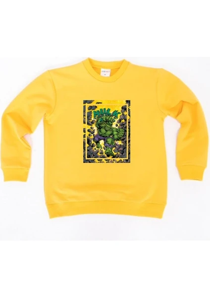 Hulk Baskılı Pamuklu Kumaş Çocuk Sweatshirt