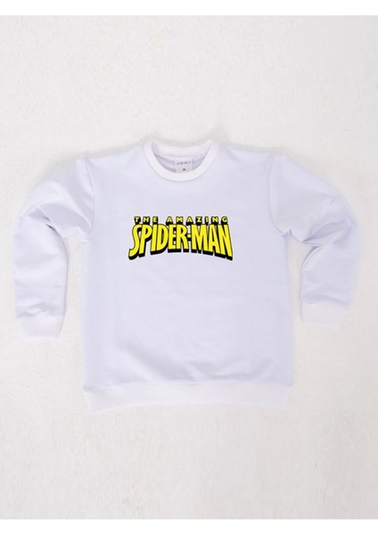 Spiderman Baskılı Örümcek Adam Pamuklu Kumaş Çocuk Sweatshirt