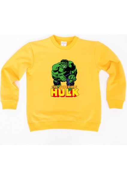 Hulk Baskılı Pamuklu Kumaş Çocuk Sweatshirt