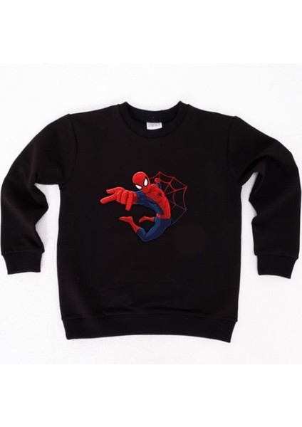 Spiderman Baskılı Örümcek Adam Pamuklu Kumaş Çocuk Sweatshirt