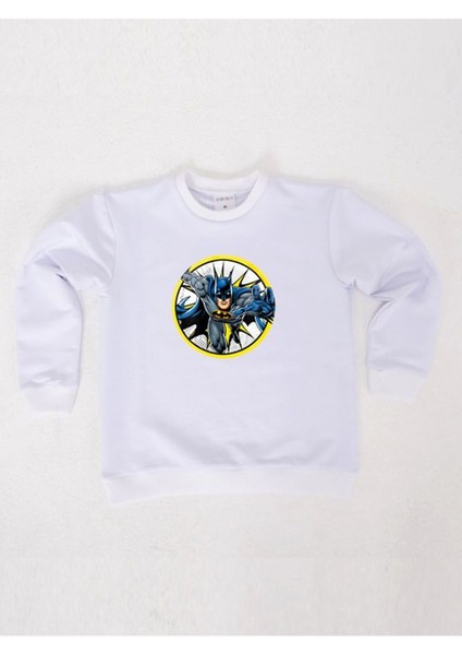 Batman Baskılı Pamuklu Kumaş Çocuk Sweatshirt