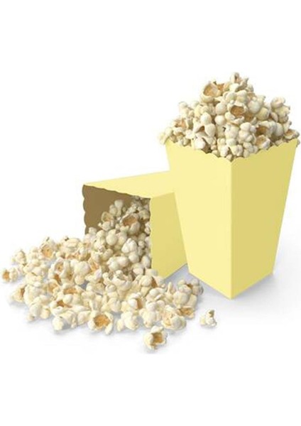 Makaron Sarı Patlamış Mısır Kutusu Popcorn Kutusu 8'li