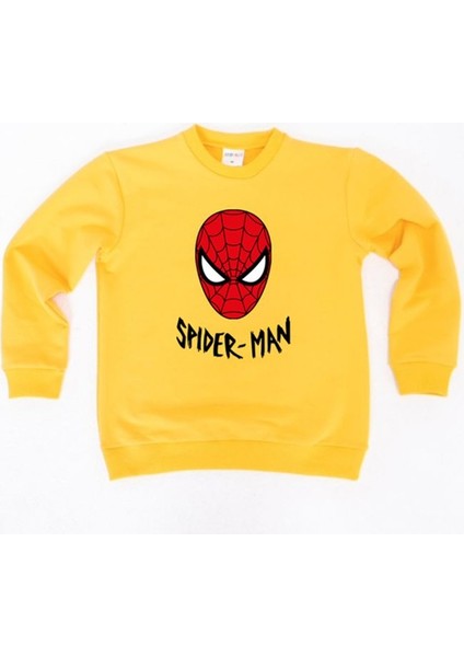 Spiderman Baskılı Örümcek Adam Pamuklu Kumaş Çocuk Sweatshirt