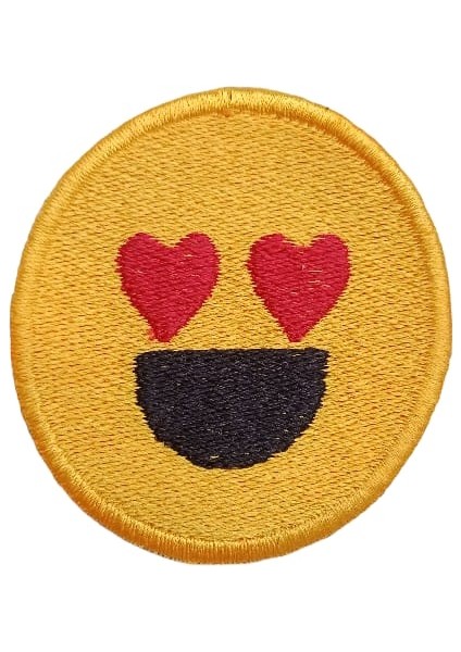 Ütü ile Yapışan Gülen Kalp Emoji Arma Yama Patch 5cm