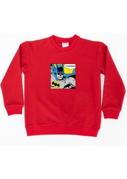 Batman Baskılı Pamuklu Kumaş Çocuk Sweatshirt
