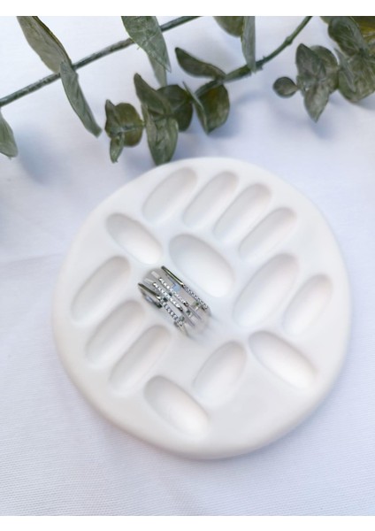 Silver Zirkon Taş Zigzag Görünüm Ayarlanabilir Yüzük