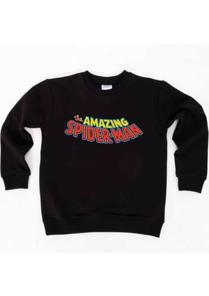 Spiderman Baskılı Örümcek Adam Pamuklu Kumaş Çocuk Sweatshirt