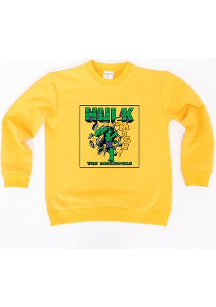 Hulk Baskılı Pamuklu Kumaş Çocuk Sweatshirt