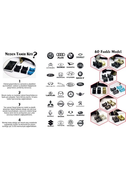 Honda Civic Fb7 Kapı Gergi (Limitör) Tamir Kiti 2011-2016 (2 Kapı Set)