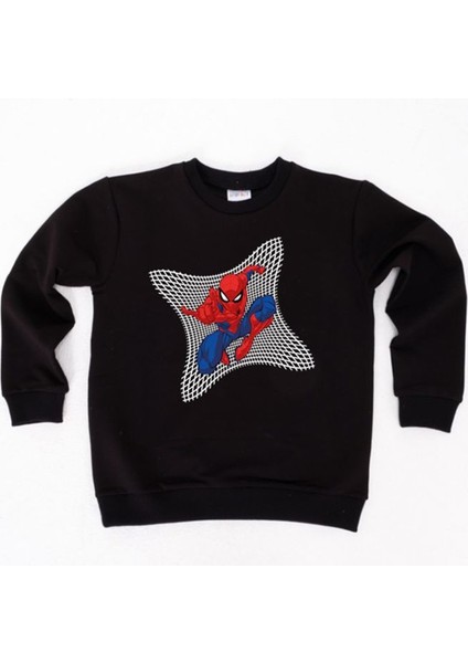 Spiderman Baskılı Örümcek Adam Pamuklu Kumaş Çocuk Sweatshirt