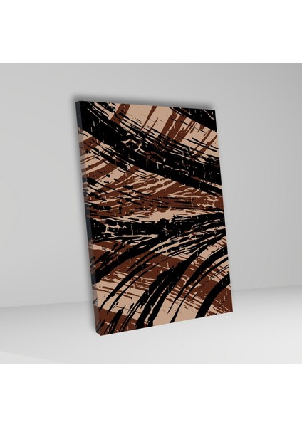 3'lü Kanvas Duvar Tablosu Kahverengi Modern Karışık Çizgiler fırsatları