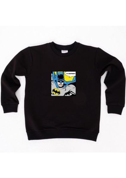 Batman Baskılı Pamuklu Kumaş Çocuk Sweatshirt