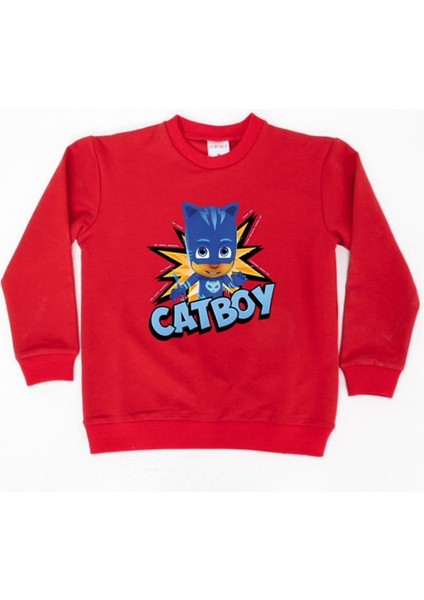 Pj Maskeliler Catboy Baskılı Pamuklu Kumaş Çocuk Sweatshirt