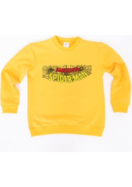 Spiderman Baskılı Örümcek Adam Pamuklu Kumaş Çocuk Sweatshirt