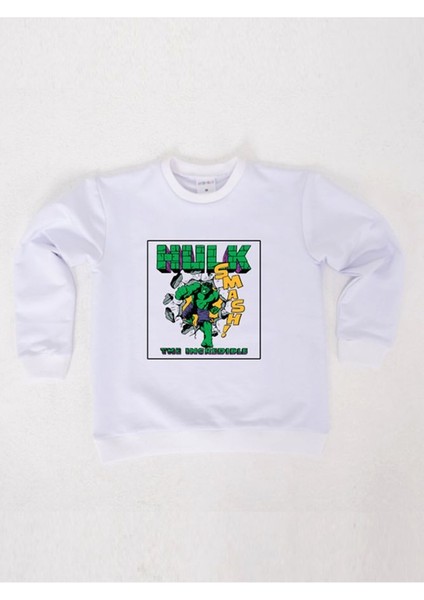 Hulk Baskılı Pamuklu Kumaş Çocuk Sweatshirt