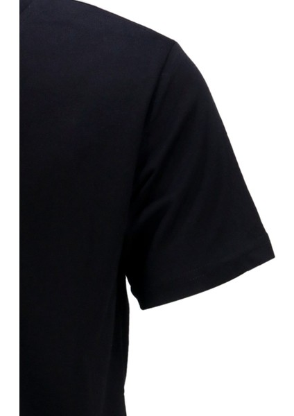 Erkek Bisiklet Yaka Mevsimlik Adventure Baskılı Standart Fit Siyah T-Shirt