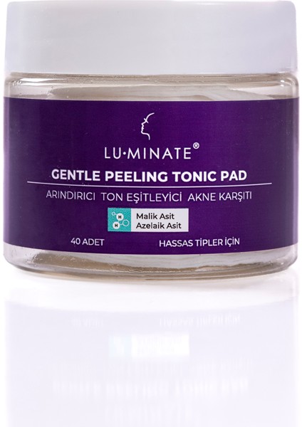 Gentle Peeling Tonic Pad Cilt Tonu Eşitleyici Nemlendirici Akne Karşıtı Malik ve Azelaik Asit 40 Adet Ped