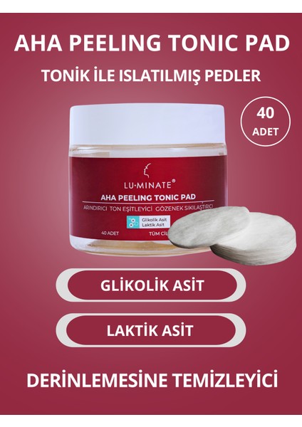 Aha Peeling Tonic Pad Cilt Tonu Eşitleyici GlikolikLaktik Asit 40 Adet Ped