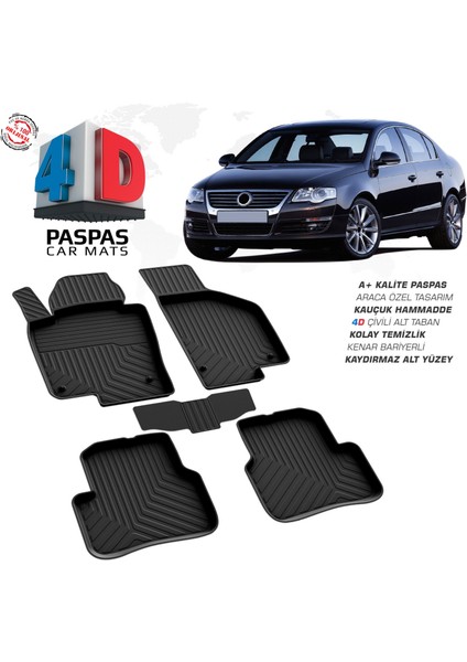 Volkswagen Passat B6 Ferrous 4d Havuzlu Kauçuk Paspas 2005 2010