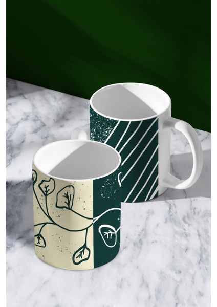 Green Flower Çift Kupa Seti